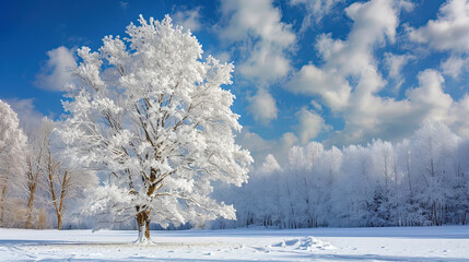 Wall Mural - A photograph of the texture of the winter tree captivates with its crystal brightness and cool pal