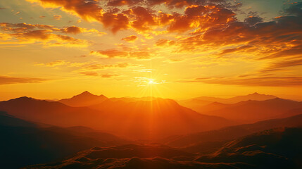  The fiery rays of the setting sun framed the silhouettes of the mountains, like precious stones in