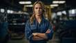 Female mechanic garage owner at a auto repair shop