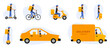 © Stocker_BM - Set of couriers on different transport. Delivery service.