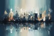 Abstract cityscape canvas print with a metropolitan feel, suitable as a desktop wallpaper or background. Generative AI