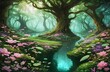 natural forest environment eco friendly illustration generated by ai, fantasy realm concept illustration 