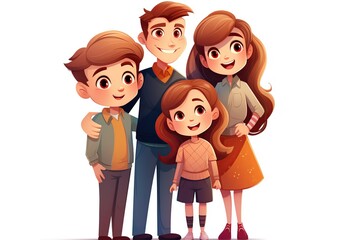 Illustration of young family on white background