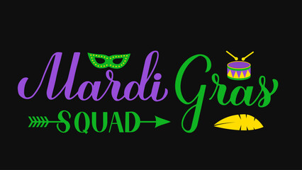 Wall Mural - Mardi Gras crew calligraphy hand lettering. Fat Tuesday traditional carnival in New Orleans. Vector template for typography poster, banner, flyer, party invitation, etc.