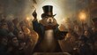 Groundhog wearing top hat standing on stage image
