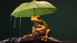 A frog is sitting on a frog umbrella ai generative photo