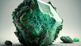 Fototapeta Konie - Green raw natural jade stone white background