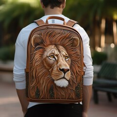 Wall Mural - Introducing the lion head backpack designed