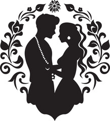 Wall Mural - Radiant Union Vector Logo of Traditional Matrimony Sacred Serenity Bride and Groom Icon Design