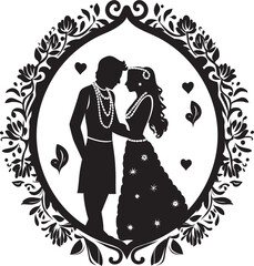 Wall Mural - Timeless Ties Cultural Couple Vector Symbol Vivid Vows Indian Wedding Logo Design