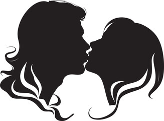 Wall Mural - Devotion Duet Vector Icon of Romantic Kiss Tender Moments Loving Couple Logo Design