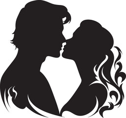 Wall Mural - Devotion Duet Vector Design of Passionate Kiss Passionate Promises Emblem of Kissing Couple