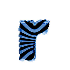 Black symbol with blue ice straps. letter r