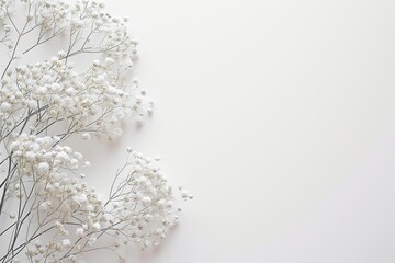 Wall Mural - White background with flowers for wedding, minimalism. Empty space