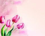 Fototapeta Tulipany - Namalowane tulipany tło