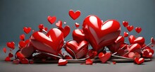 3D Valentines Showcasing Vibrant Red Hearts Background