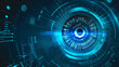 technological digital eye, data network and cyber security systems vector background. futuristic emphasis on virtual cyberspace and internet secure networks. emphasis on high-quality digital eye