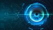 © Hazal - technological digital eye, data network and cyber security systems vector background. futuristic emphasis on virtual cyberspace and internet secure networks. emphasis on high-quality digital eye