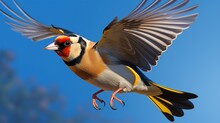 Graceful Flight Of A Goldfinch In Mid-Air Elegance - AI-Generative