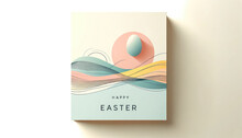 Modern Abstract Easter Egg Design With Flowing Lines And Pastel Colors, With Happy Easter Greeting.