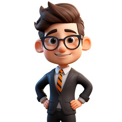 Canvas Print - 3d art, teacher, manager, cartoon businessman