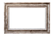Grey distressed landscape picture frame with an empty blank canvas for use as a border or home décor, png file cut out and isolated on a transparent background, stock illustration image