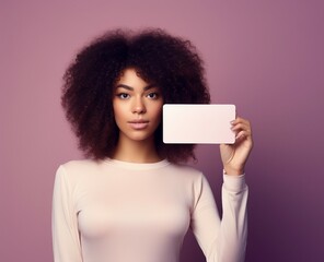 Sticker - woman holding a blank card