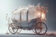 dreamy carriage, floating, magical, enchanting, whimsical, fantasy, isolated, white background, fairytale, ethereal, magical, mystical. Generative AI