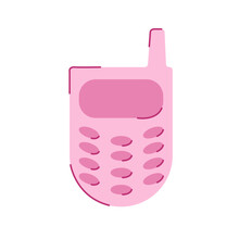 Pink Phone. Accessories For Girls. Vector Illustration.