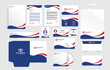set of corporate office stationery designs. red blue and white color. Corporate Identity template