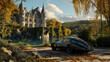 AI-Generated Luxury Car in Front of Stately Castle