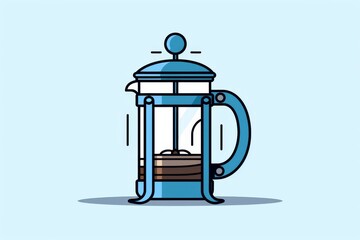 Aufkleber - A stunning fusion of art and function, this illustration depicts a hand-drawn lamp in the style of a sketch, adorning a vibrant blue and white french press