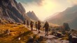 A group of hikers trekking through a AI generated