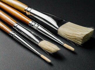 Set of brushes isolated, closeup photography