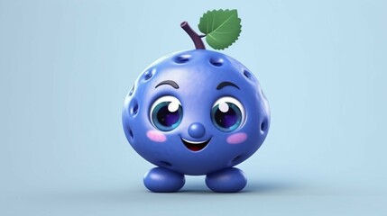 Wall Mural - A cute cartoon blueberry fruits character Ai Generative