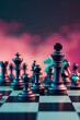 © Elle Arden  - A chess board with dramatic lighting.