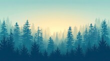 The Forest, Landscape Forest Background With Many Trees Vector Silhouette Generative AI