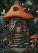 mushroom house woods exquisite creature orange roof cute inhabited levels simple gable roofs highly princess black witch hat fairies