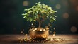 Chinese good fortune and lucky plant with gold coin illustration