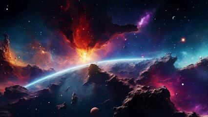 Wall Mural - Planet in space, created with some elements made with generative AI