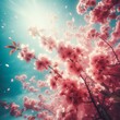 Cherry blossom, sakura flowers in spring, filtered image