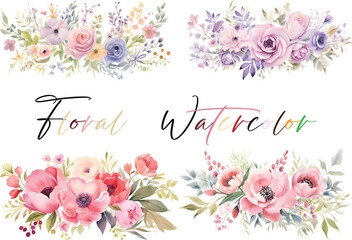 Wall Mural - Vector of very beautiful watercolor flowers suitable as an element for decoration or wedding invitations