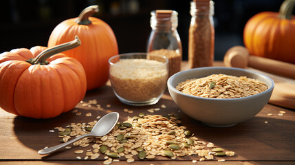 Canvas Print - pumpkin porridge with pumpkin seeds