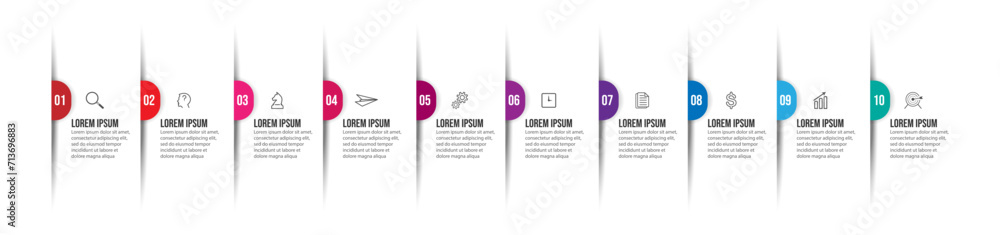 Text Presentation Example Labels Instructions Vector Infographic label design template with icons and 10 options or ...