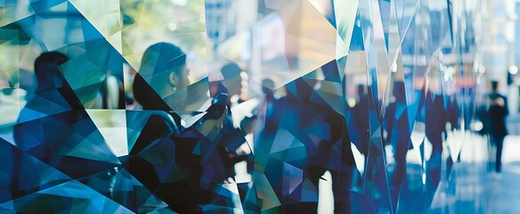 Poster - tech businesspeople with cellphones on hands, bokeh panorama, business network connection, digital technology. generative AI