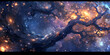 Extra terrestrial canopy embellished with a multitude of space elements, forming a cascade of reaction of space dust that grace the galaxy, Generative Ai