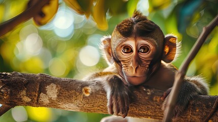 Sticker - Monkey on a Tree Branch