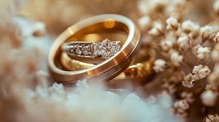 Wall Mural - Macro Gold Wedding Rings