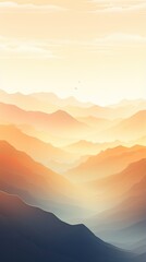 Wall Mural - Serene mountain range bathed in soft morning light wallpaper for the phone