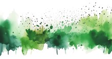 Abstract Watercolor Painting Formed By The Application, Dripping, And Splattering Of Varying Shades Of Green Watercolor .abstract Watercolor For Poster, Wall Art, Banner, Card, Book Cover Or Packaging